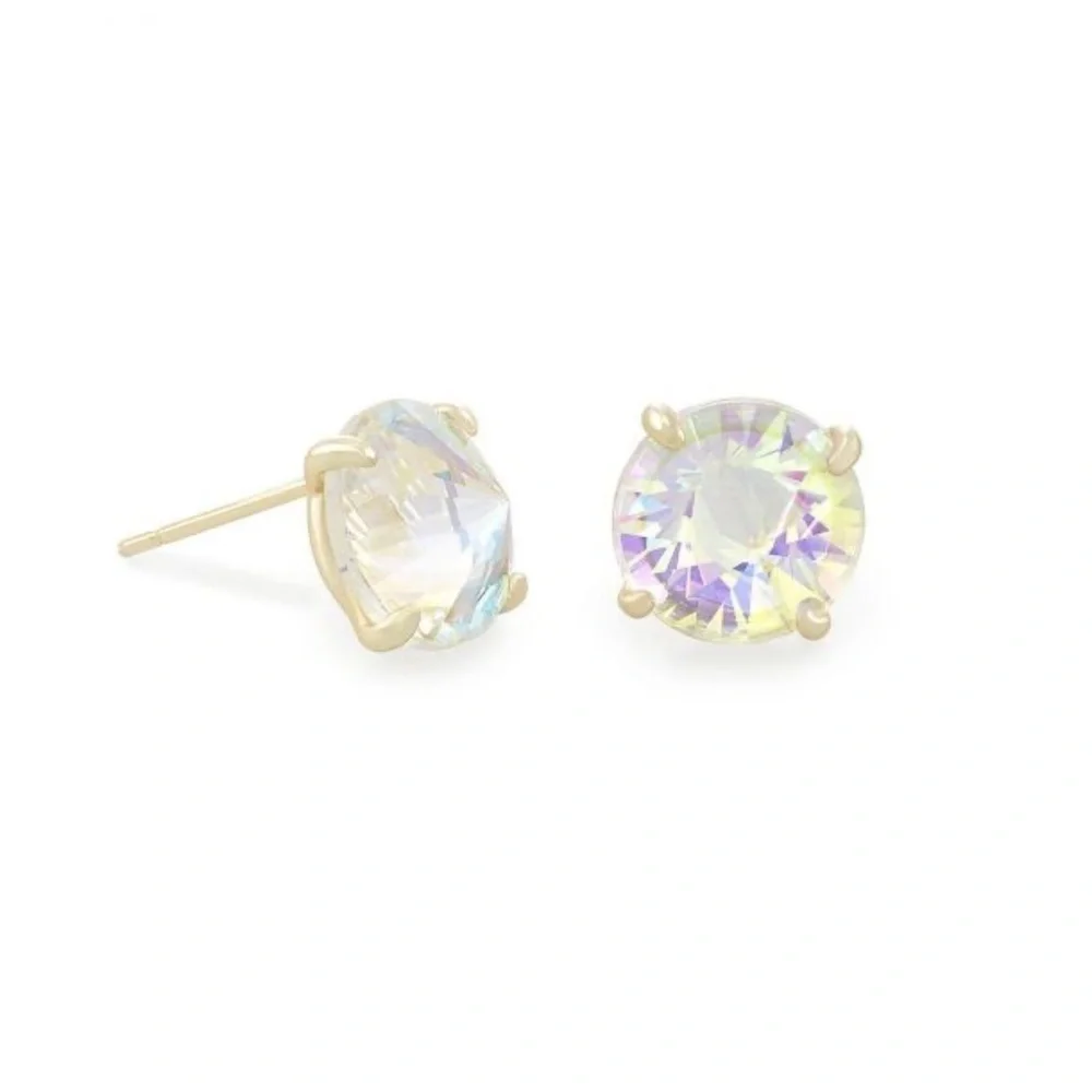 NWT Kendra Scott Silver Jolie Stud Earrings in Dichroic Glass - Picture 1 of 8